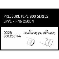 Marley uPVC 800 Series PN6 250DN Pipe - 800.250PN6